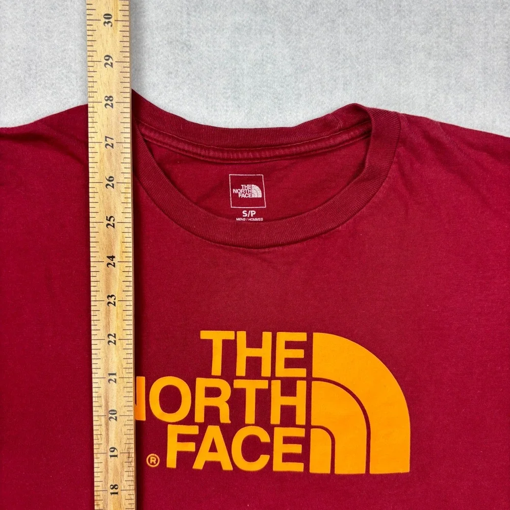 The North‎ Face Mens Red Long Sleeve Graphic Logo T-Shirt S Organic Cotton